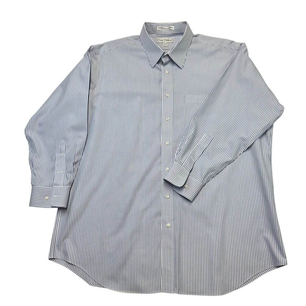 Paul Fredrick Mens Dress Shirt Striped Long‎ Sleeve Button Up